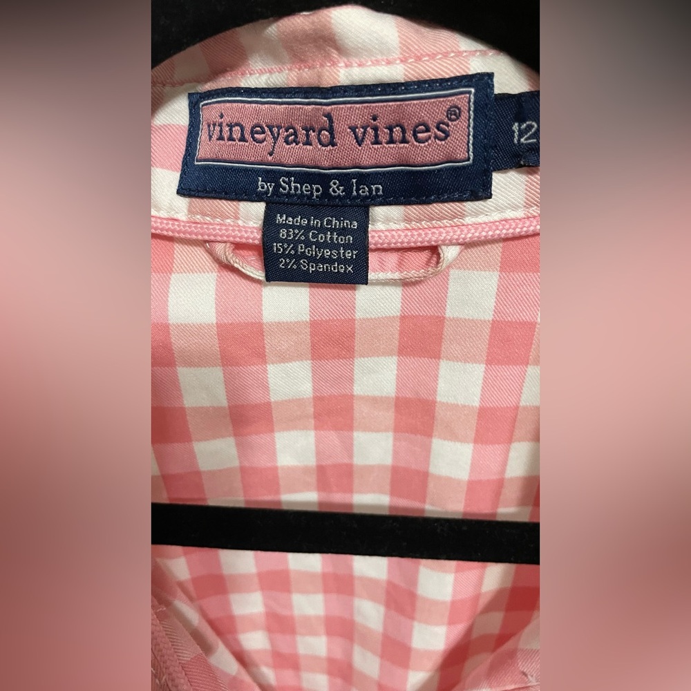VINEYARD VINES by Shep & Ian Pink Gingham Mini Dress size 12 - Picture 4 of 4